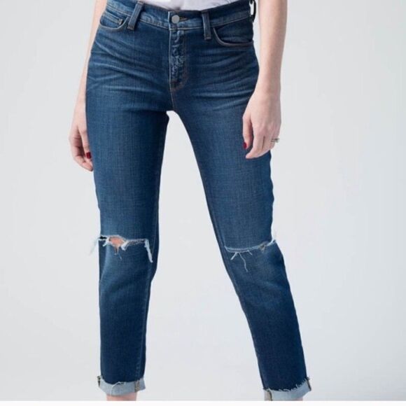 NWOT L’AGENCE Rachel Jeans size 27 distressed dark - Picture 1 of 4